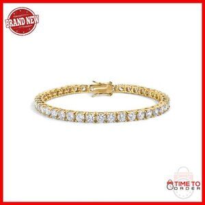 14kt Gold Plated Tennis Bracelet with Cubic Zirconia Prong Setting